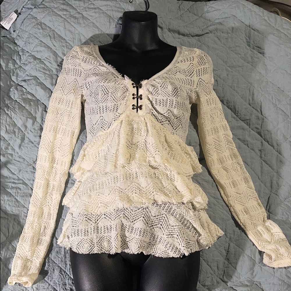 Free People Ivory Lace Blouse